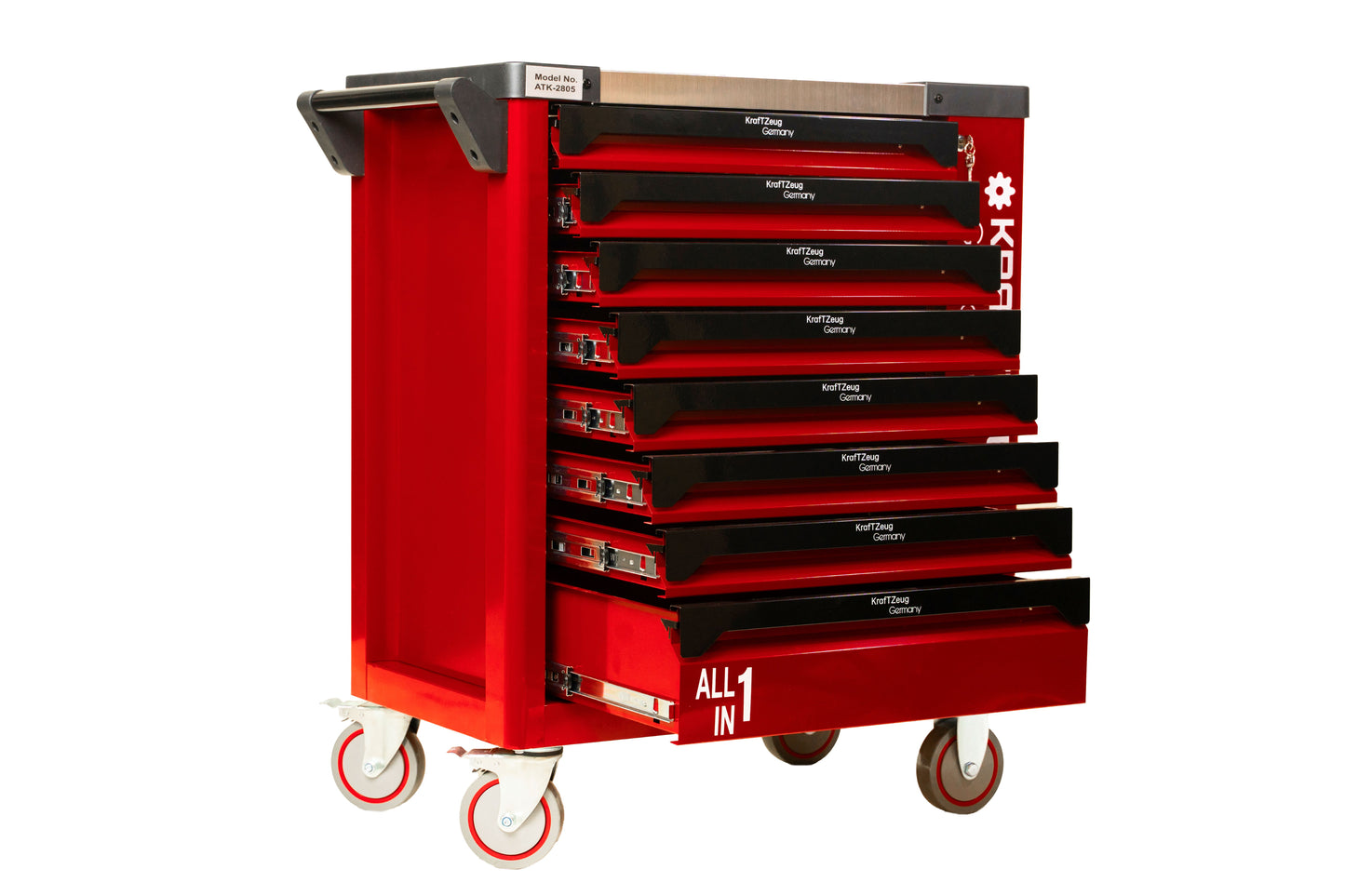 251 Piece Tool Cabinet Complete With Red Tools, 8 Drawer Tool Chest