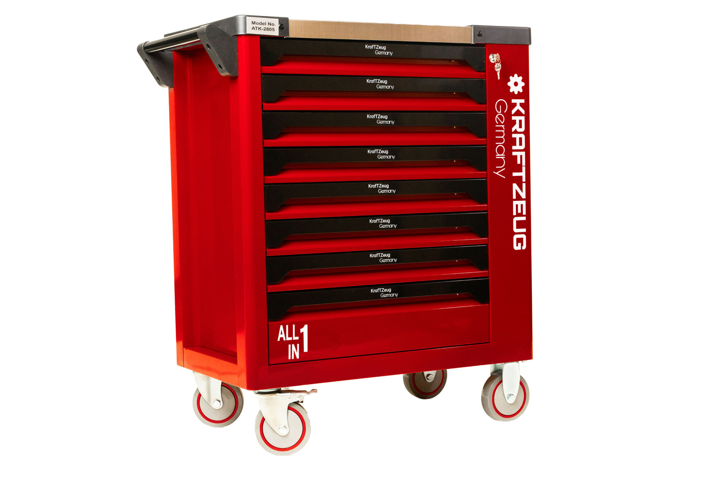 251 Piece Tool Cabinet Complete With Red Tools, 8 Drawer Tool Chest