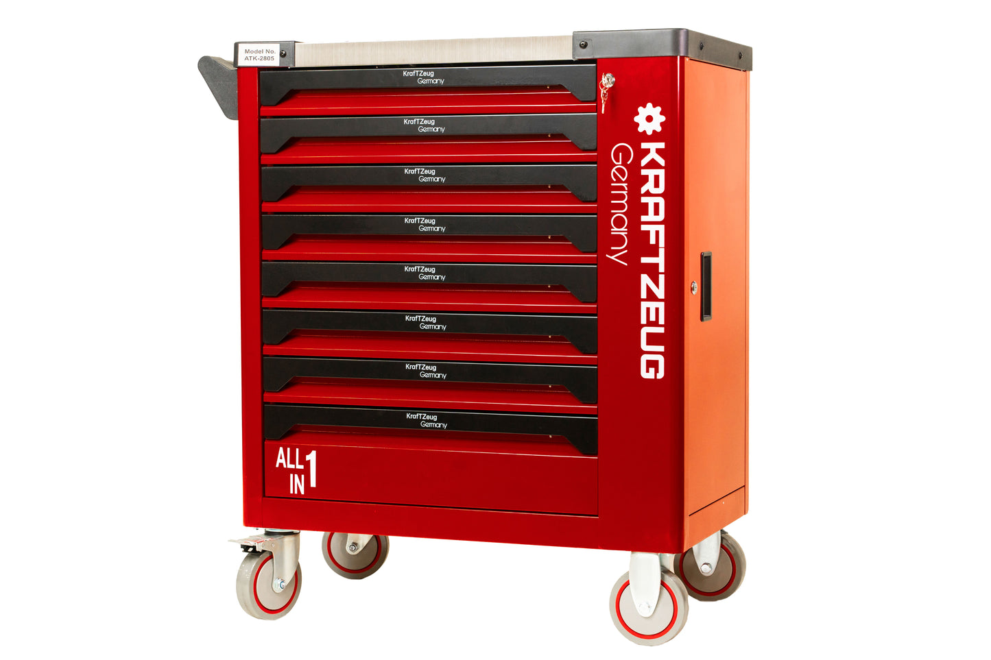 251 Piece Tool Cabinet Complete With Red Tools, 8 Drawer Tool Chest