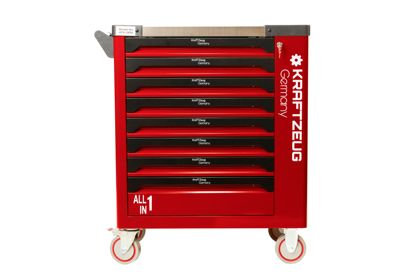 251 Piece Tool Cabinet Complete With Red Tools, 8 Drawer Tool Chest